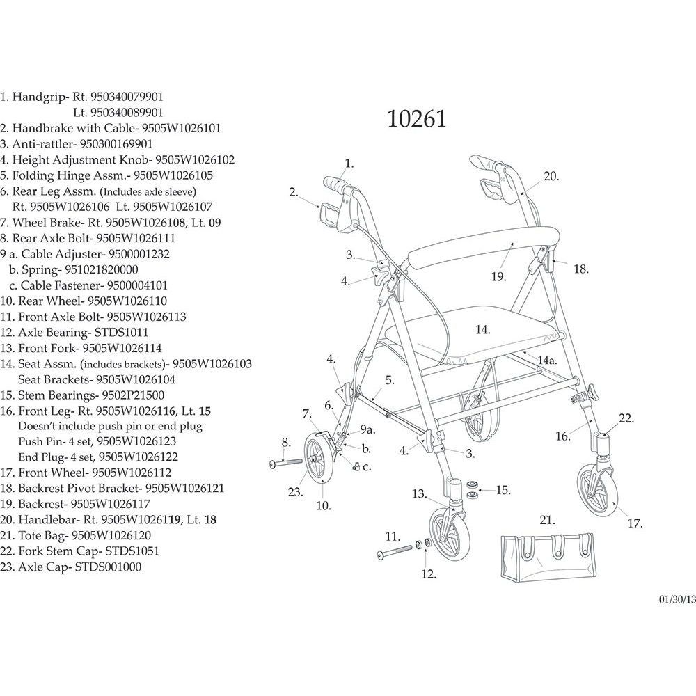 Drive Adjustable Seat Height Rollator