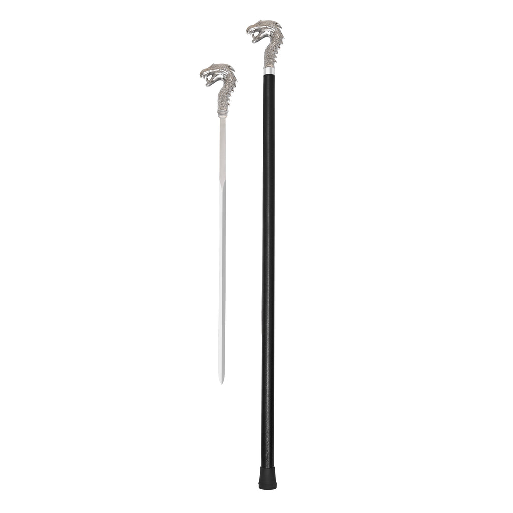 Chrome Dragon Head Collector's Sword Cane