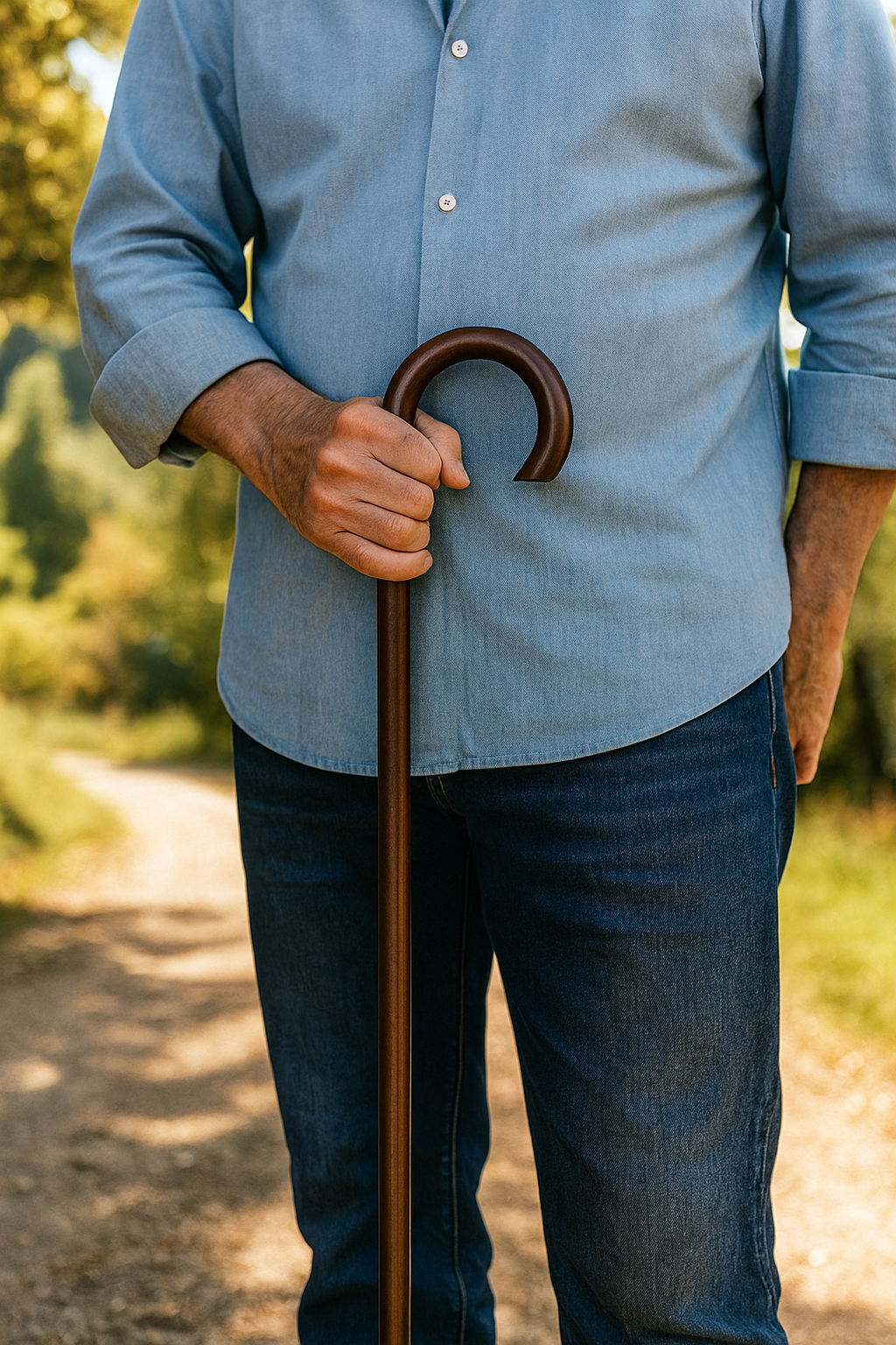 Classic Crook Handle Walking Cane in Walnut