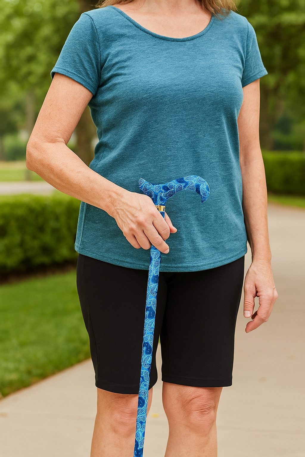 Blue Majesty Folding Cane with Braided Cane Strap