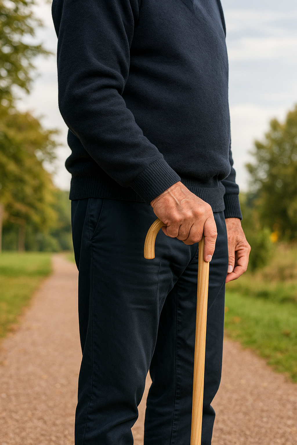 Classic Crook Handle Walking Cane with Natural Finish
