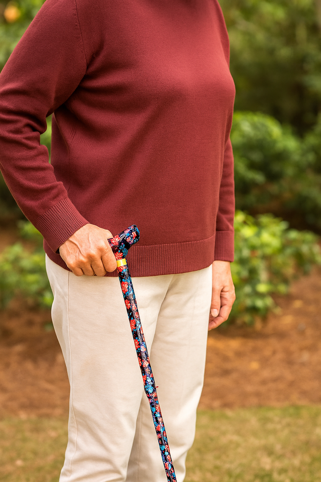 Midnight Flowers Designer Adjustable Cane
