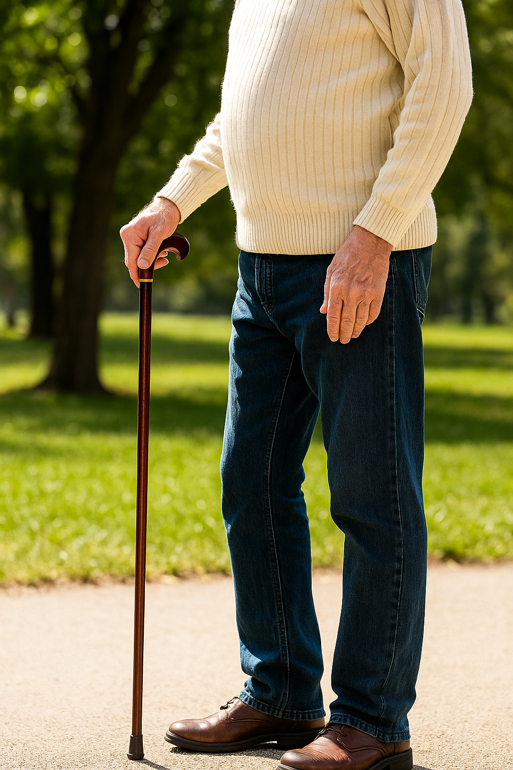 Genuine Leather Derby Walking Cane with Beechwood Shaft