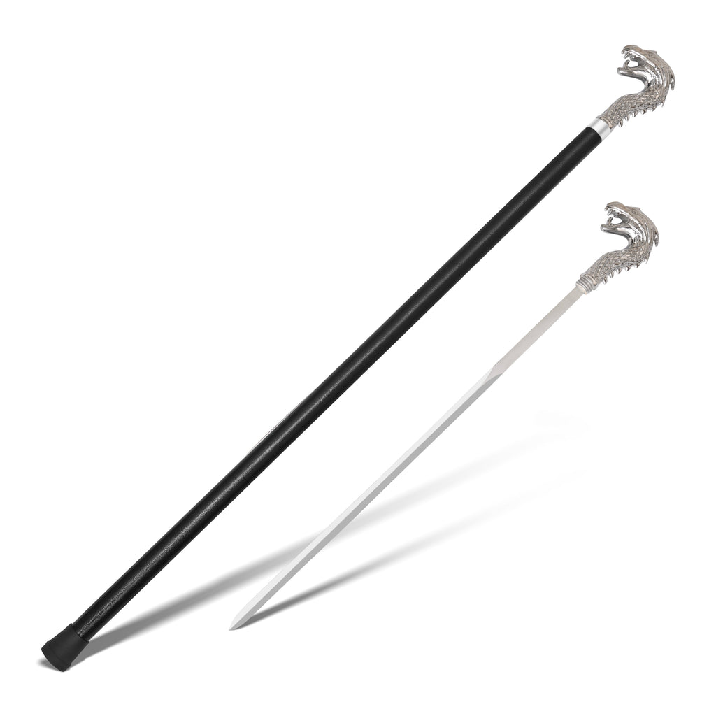 Chrome Dragon Head Collector's Sword Cane