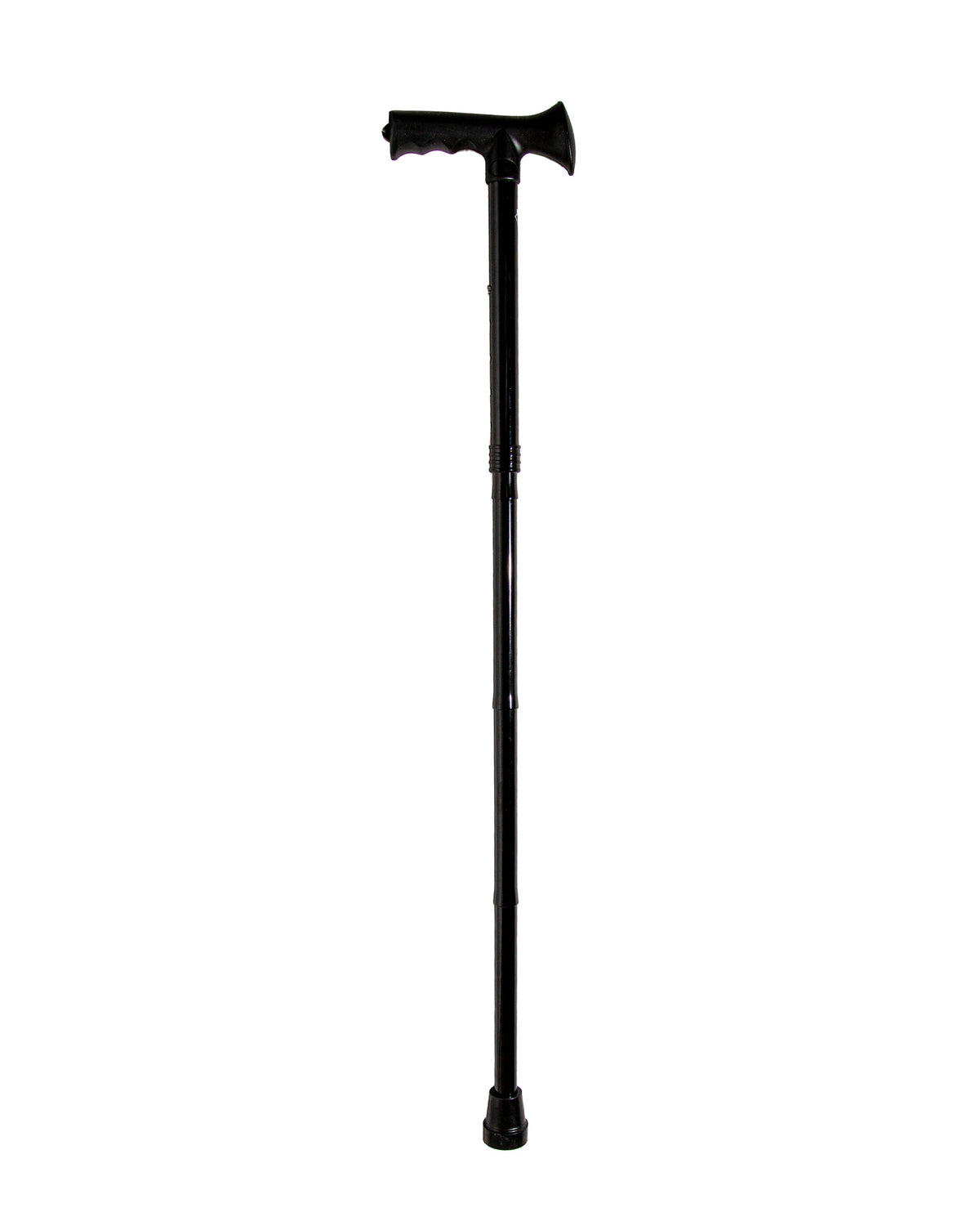 Black Folding Adjustable Cane with Overmold Ergonomic Grip