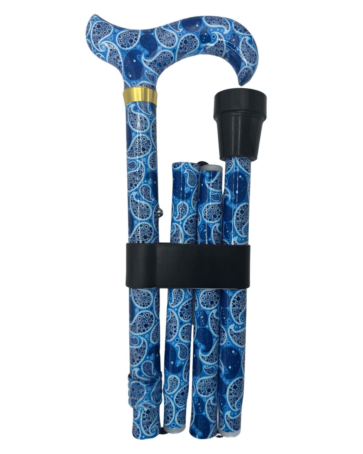 Blue Majesty Folding Cane with Braided Cane Strap