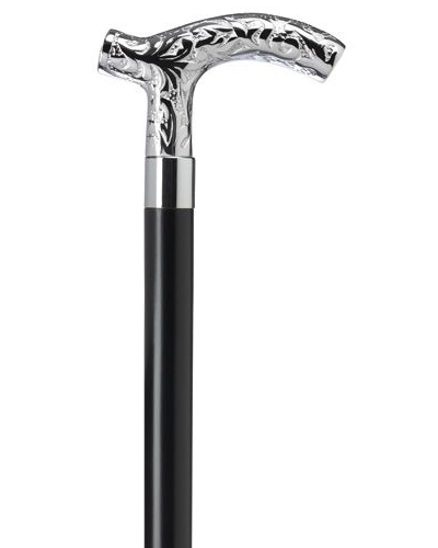 Embossed Brass Derby Cane with Black or Walnut Finish Shaft
