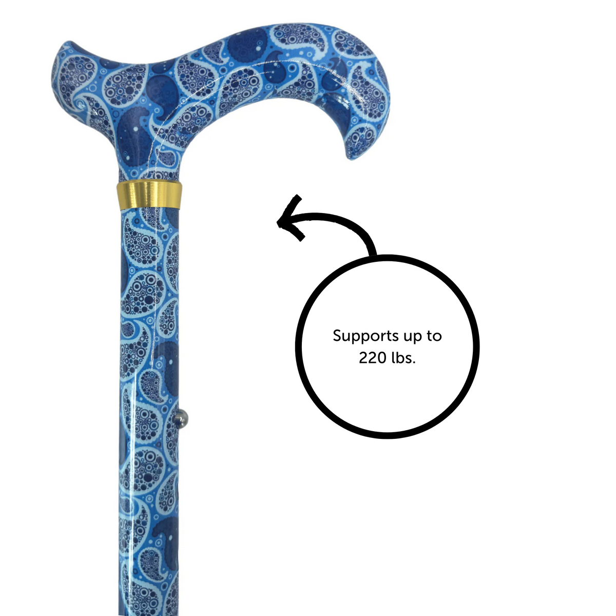 Blue Majesty Folding Cane with Braided Cane Strap