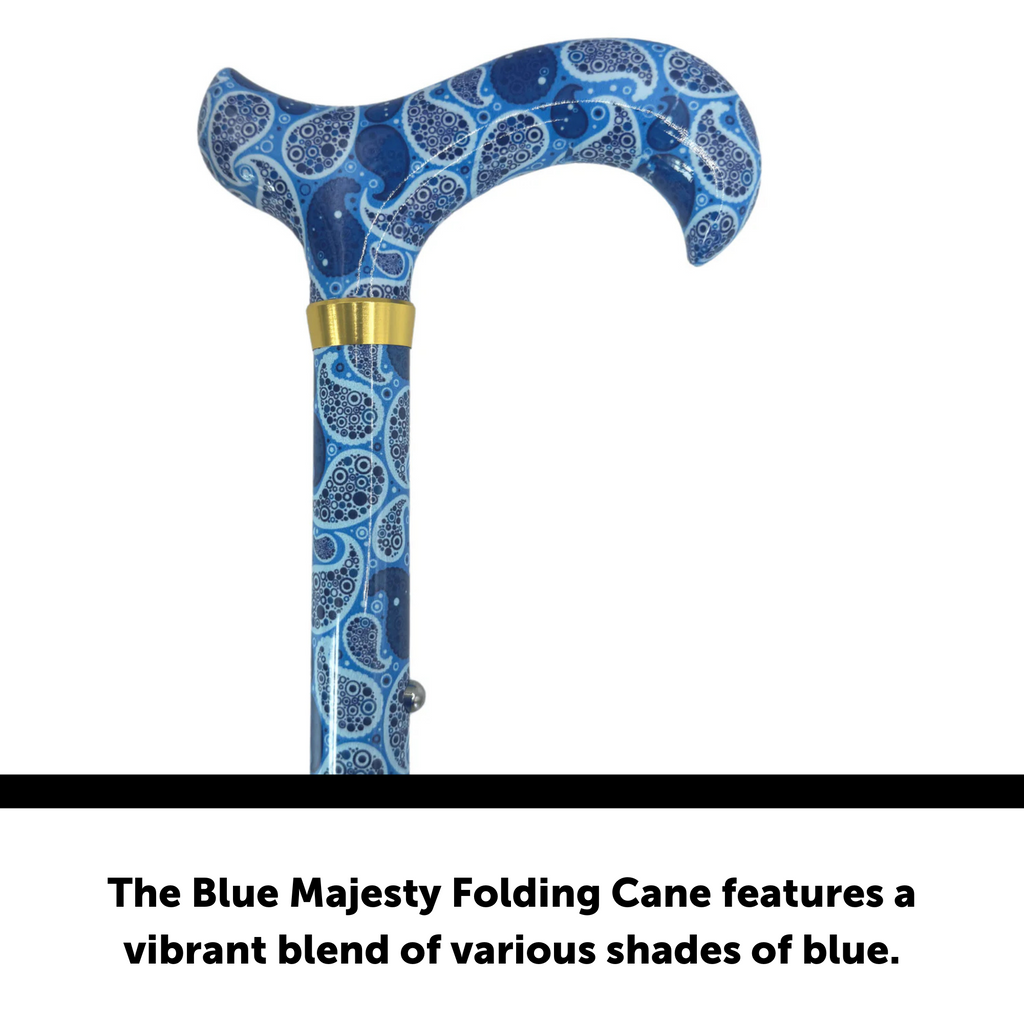 Blue Majesty Folding Cane with Braided Cane Strap