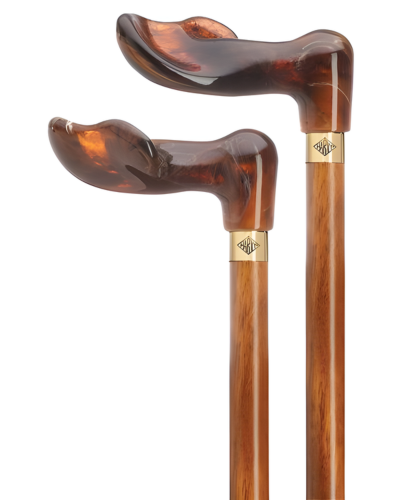 Amber Acrylic Palm Grip On Cherry Stained Shaft Walking Cane