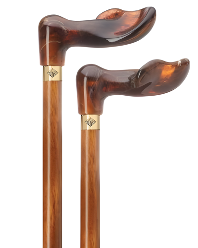 Amber Acrylic Palm Grip On Cherry Stained Shaft Walking Cane