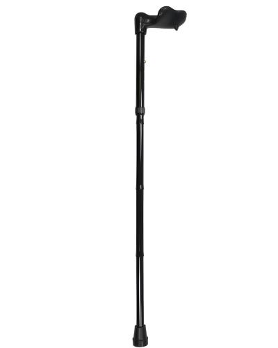 Palm Grip Folding Cane Solid Black in Right Hand or Left Hand