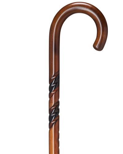 Round Nose Crook Cane with Triple Twist on Cherry Stained Shaft