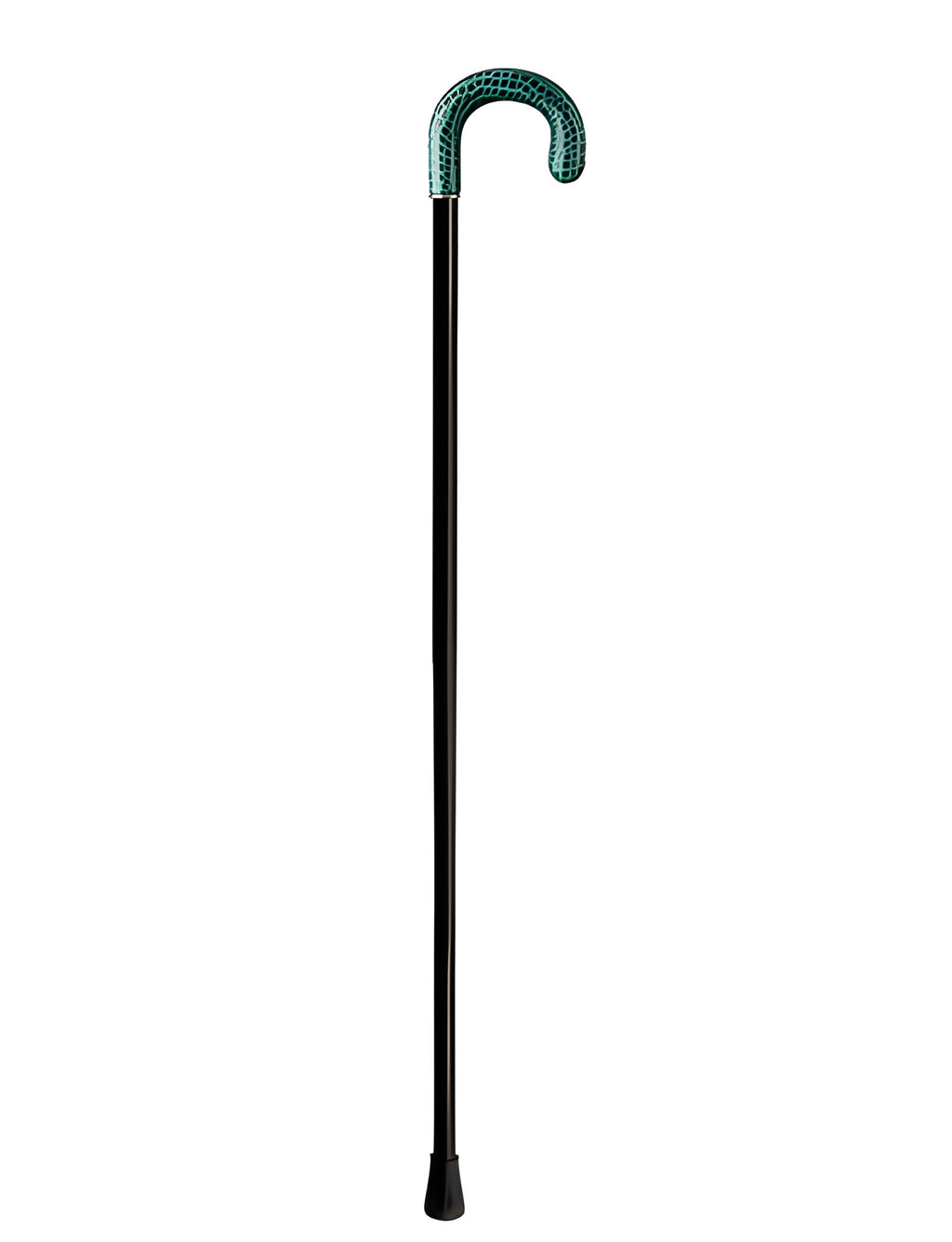 Aqua Italian Leather Crook Walking Cane with Beechwood Shaft