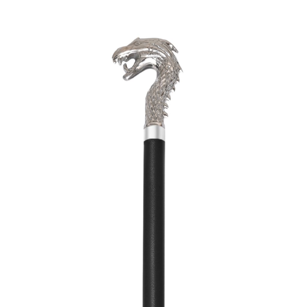 Chrome Dragon Head Collector's Sword Cane