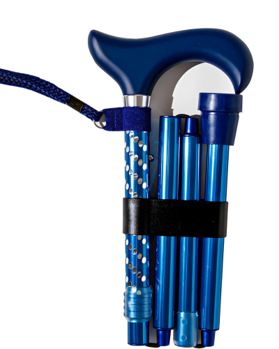 Sparkle in the Sky Engraved Folding Cane with Braided Wrist Strap