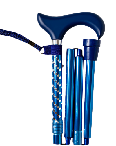 Sparkle in the Sky Engraved Folding Cane with Braided Wrist Strap