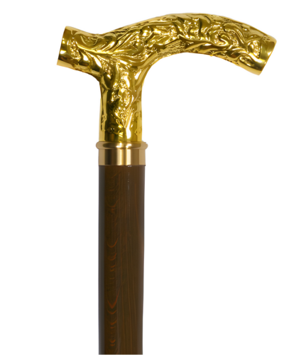 Embossed Brass Derby Cane with Black or Walnut Finish Shaft
