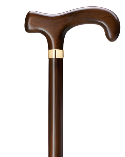 Hercules Derby Handle Cane with Brass Ring - Walnut Finish