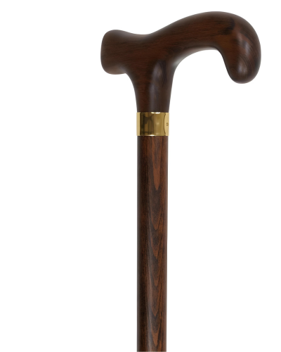 Hercules Derby Handle Cane with Brass Ring - Walnut Finish