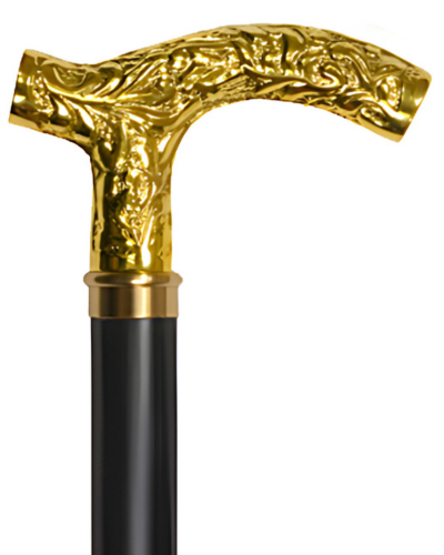 Embossed Brass Derby Cane with Black or Walnut Finish Shaft