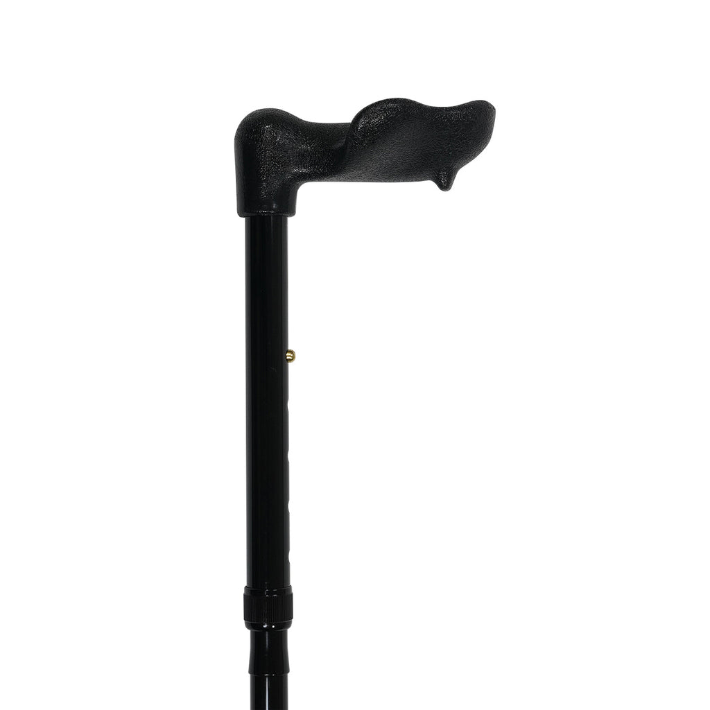 Palm Grip Folding Cane Solid Black in Right Hand or Left Hand
