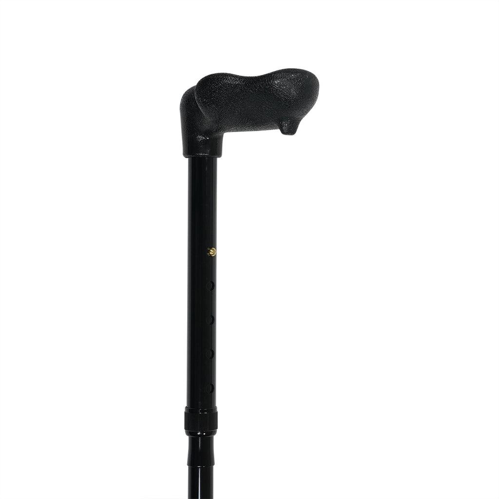 Palm Grip Folding Cane Solid Black in Right Hand or Left Hand