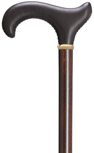Genuine Leather Derby Walking Cane with Beechwood Shaft
