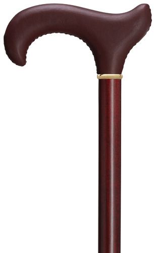 Genuine Leather Derby Walking Cane with Beechwood Shaft