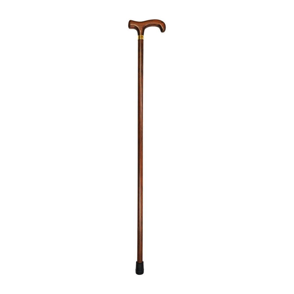 Hercules Derby Handle Cane with Brass Ring - Walnut Finish