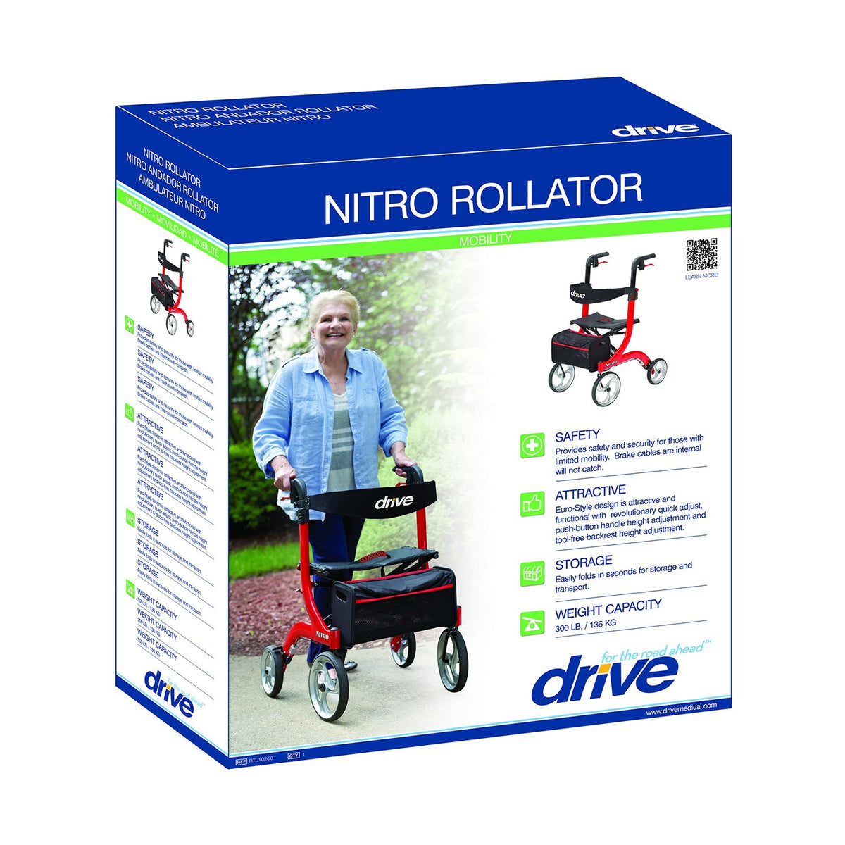 Drive Nitro 4 Wheel Rollator - Replacement in the description!